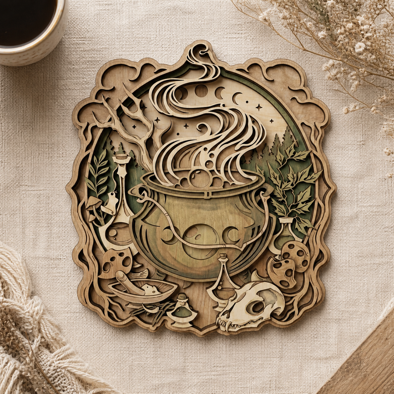 Witch Tea Wooden Sign, Kitchen Witch Decor, Rustic Wall Art