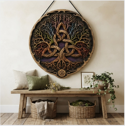 Celtic Tree Of Life Layered Wooden Wall Art For Pagan Norse Celtic Home Decor