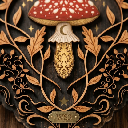 Mushroom Witchery Wooden Sign 3 Layer Home Decor