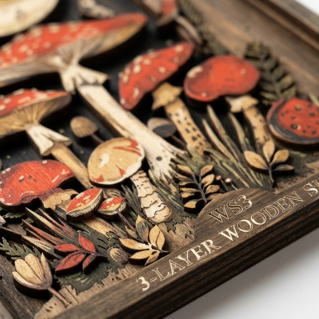 Mushroom And Butterfly Witchery Pagan Wooden Sign 3 Layer Art