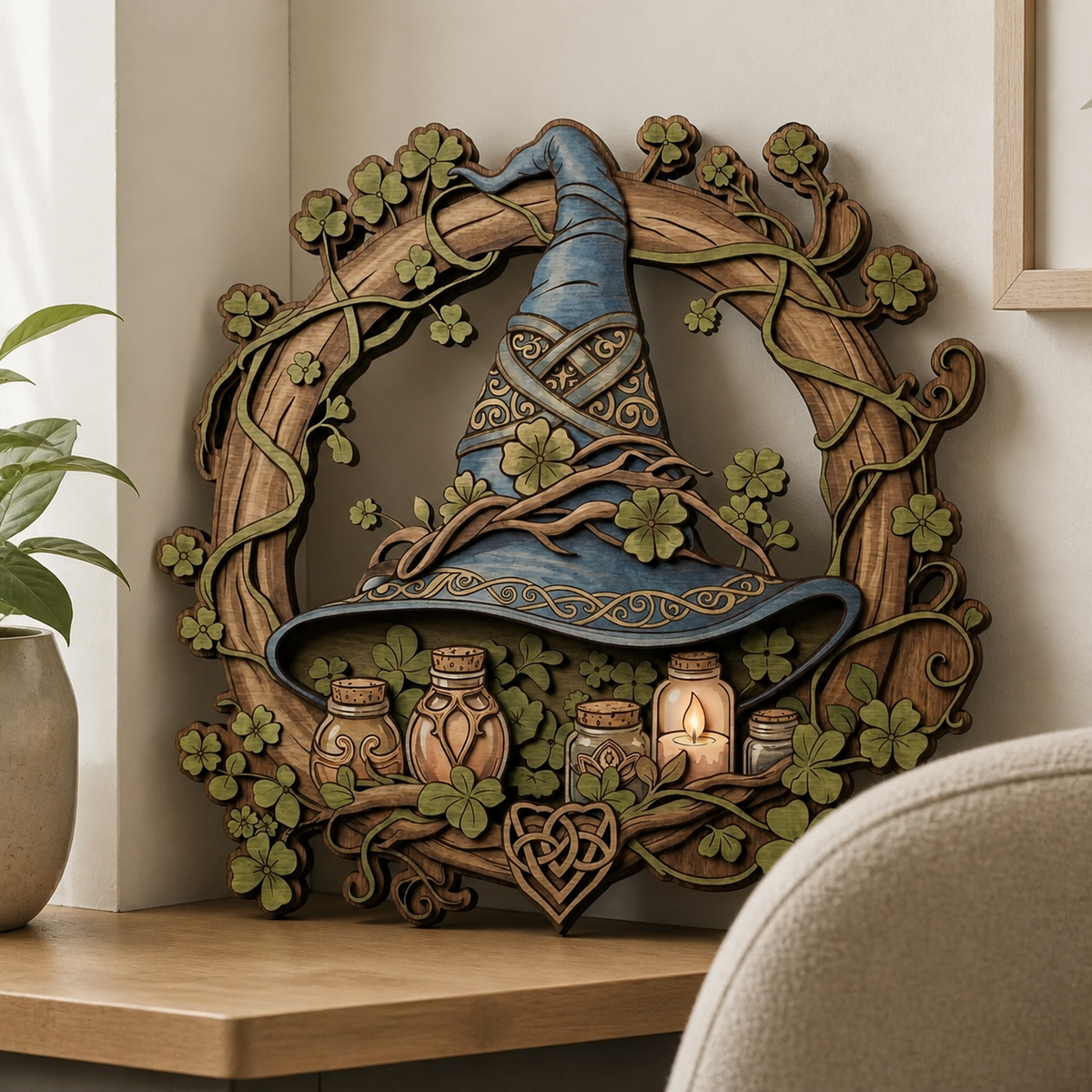 Witchery Irish Wooden Sign Rustic Wall Art Decor