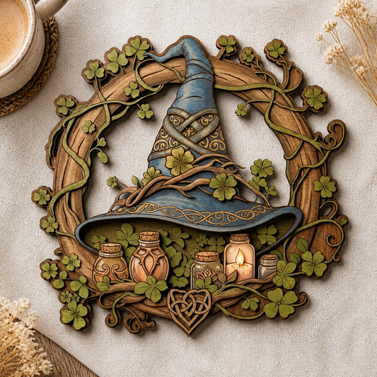 Witchery Irish Wooden Sign Rustic Wall Art Decor