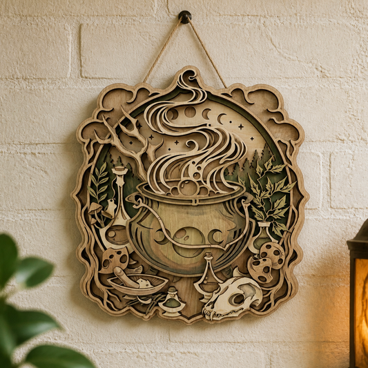 Witch Tea Wooden Sign, Kitchen Witch Decor, Rustic Wall Art