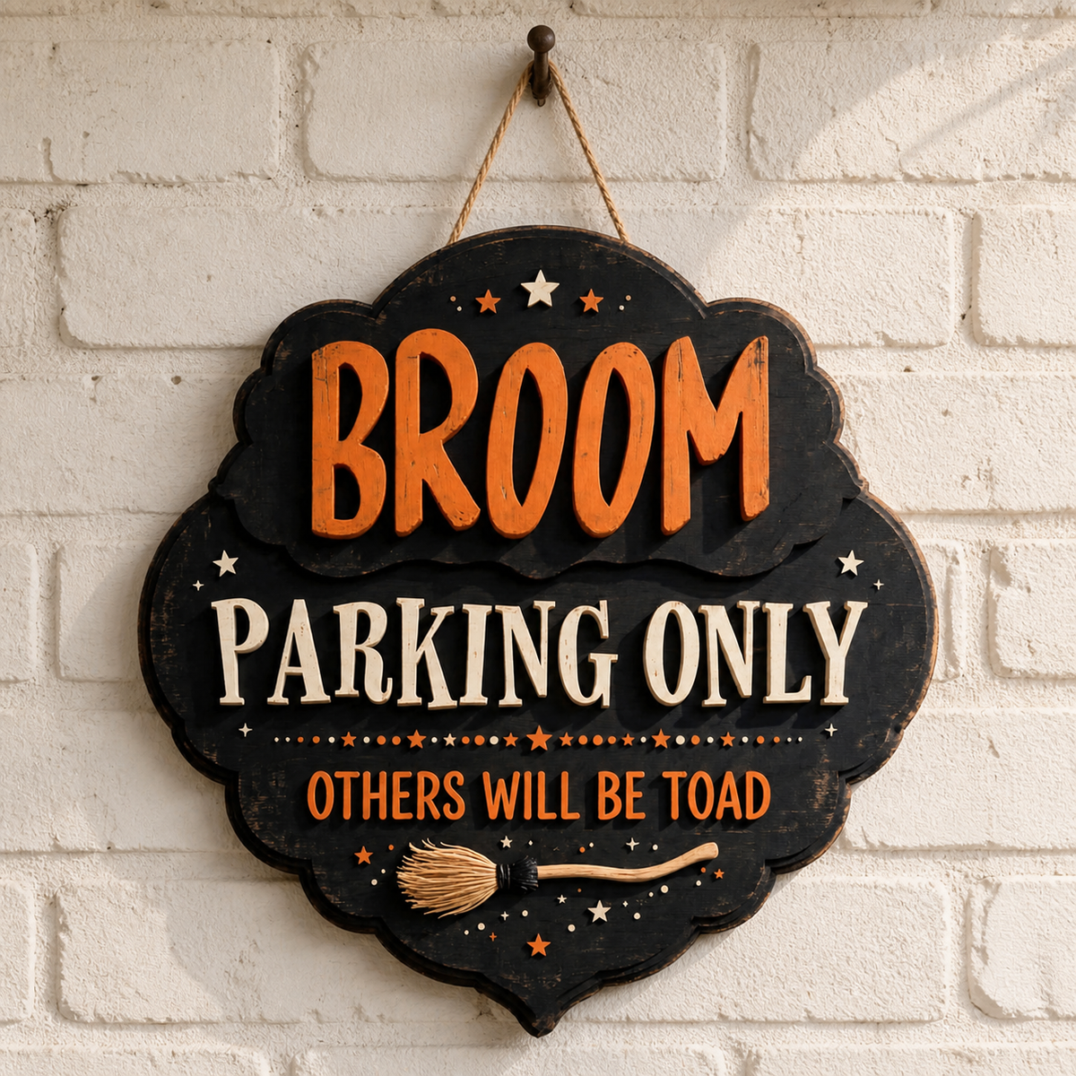 Broom Parking Only Wooden Sign Others Will Be Toad Decor