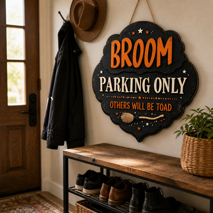 Broom Parking Only Wooden Sign Others Will Be Toad Decor
