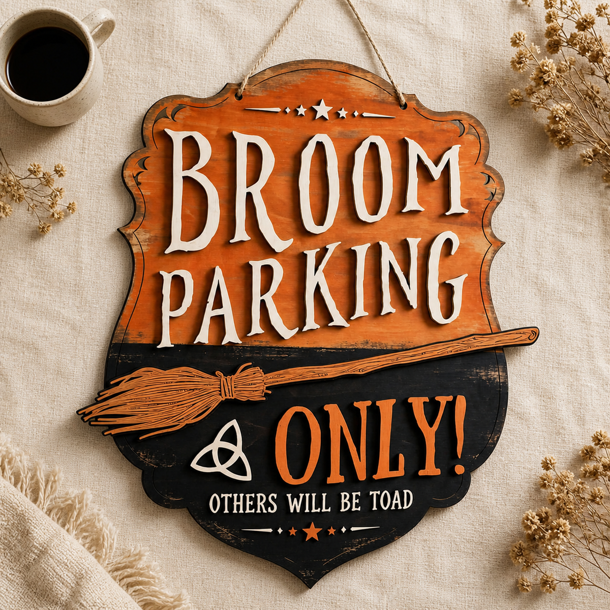 Broom Parking Only Wooden Sign, Witchy Home Decor