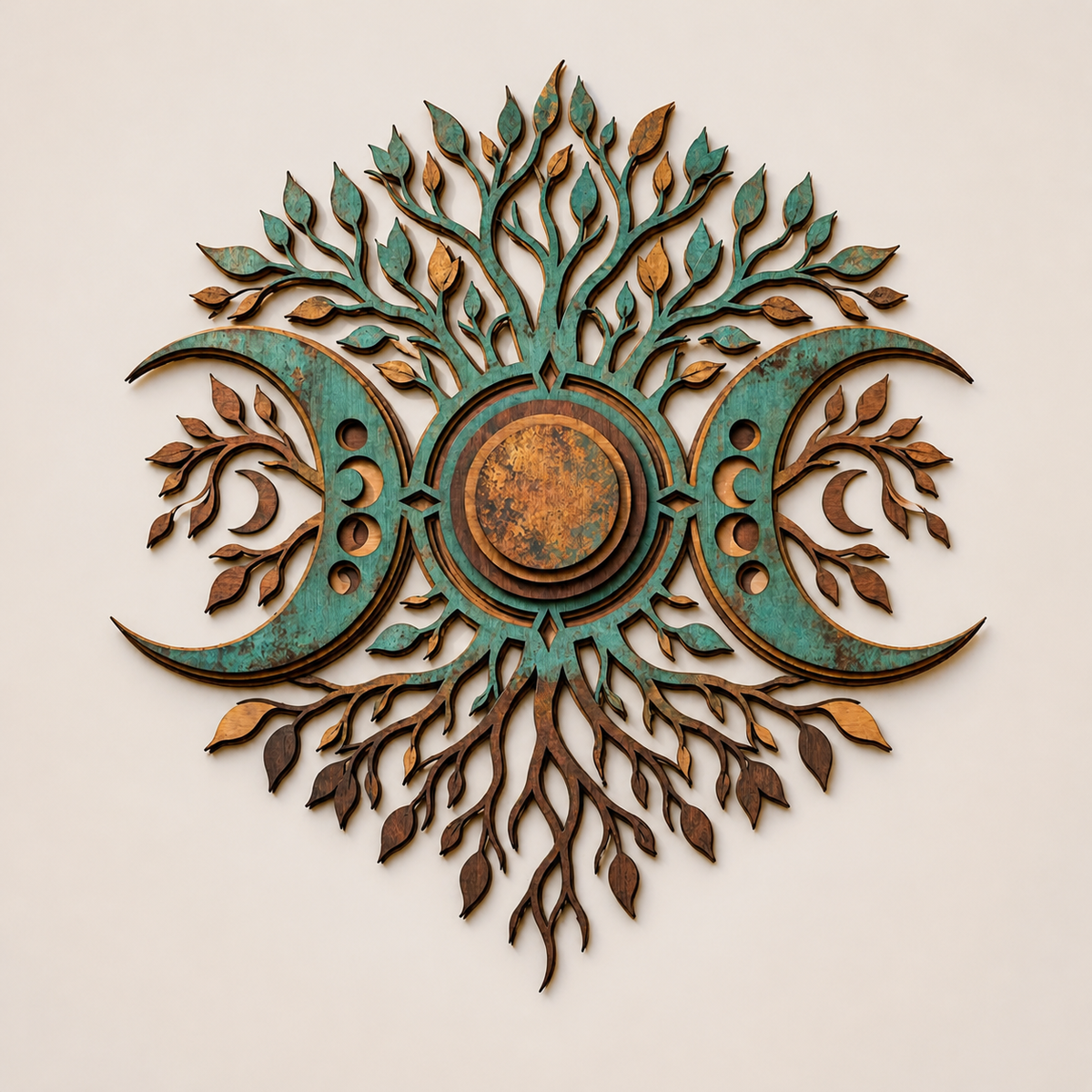 Celestial Tree Of Life Wooden Wall Art,  Moon Wood Sign, Witchy Wall Decor, Rustic Pagan Home Decor, Boho Celestial Art