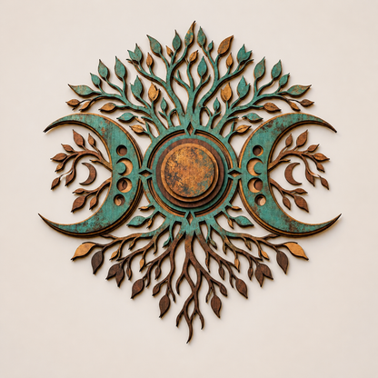 Celestial Tree Of Life Wooden Wall Art,  Moon Wood Sign, Witchy Wall Decor, Rustic Pagan Home Decor, Boho Celestial Art