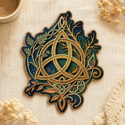 Triquetra Art Wooden Sign Tree Branch Night Sky Wall Decor