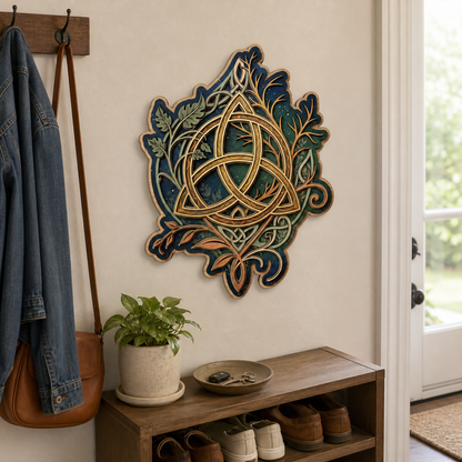 Triquetra Art Wooden Sign Tree Branch Night Sky Wall Decor