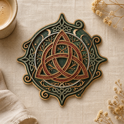 Triquetra Art Wooden Sign, Tree Branch Shooting Star Decor Celtic Trinity Knot