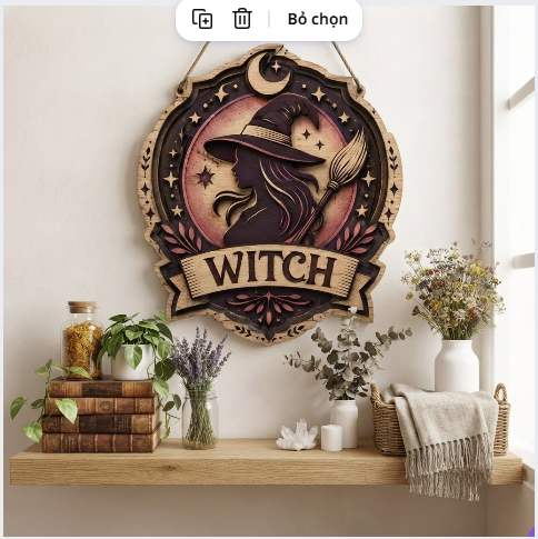 Mystical Witch Silhouette Layered Wooden Wall Art For Gothic Witchcore Decor