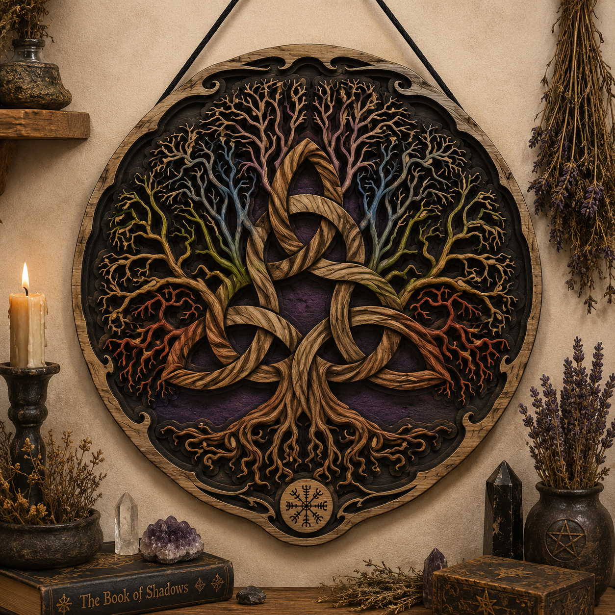 Celtic Tree Of Life Layered Wooden Wall Art For Pagan Norse Celtic Home Decor