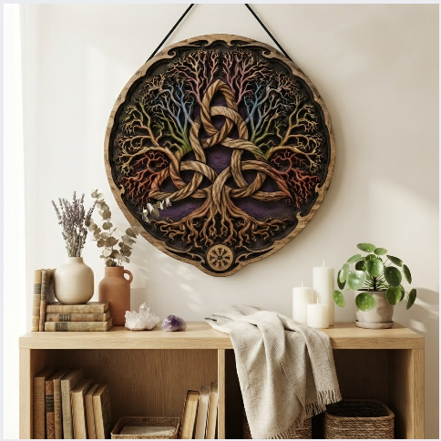 Celtic Tree Of Life Layered Wooden Wall Art For Pagan Norse Celtic Home Decor