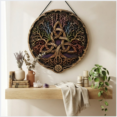 Celtic Tree Of Life Layered Wooden Wall Art For Pagan Norse Celtic Home Decor