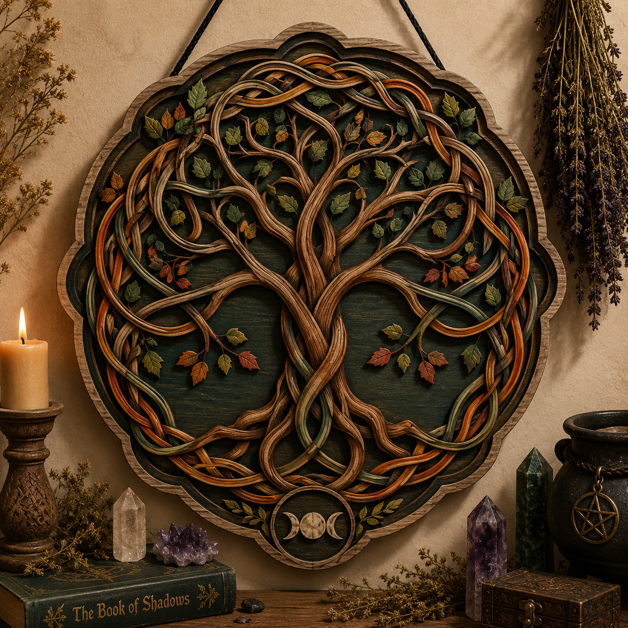 Celtic Tree Of Life Layered Wooden Wall Art For Rustic Pagan Home Decor