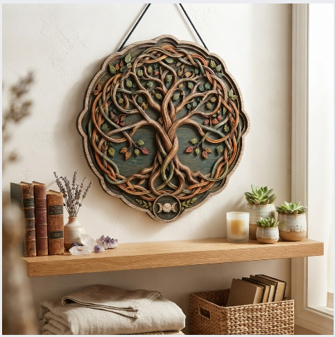 Celtic Tree Of Life Layered Wooden Wall Art For Rustic Pagan Home Decor