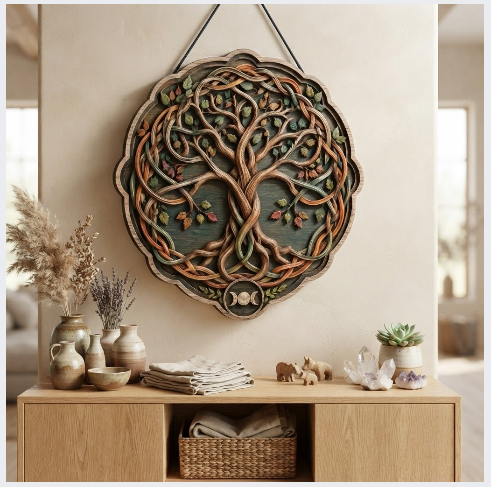 Celtic Tree Of Life Layered Wooden Wall Art For Rustic Pagan Home Decor