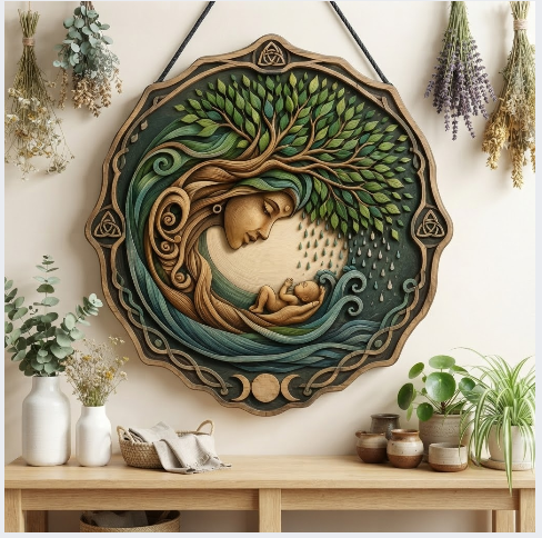 Mother Earth Tree Of Life Layered Wooden Wall Art For Celtic Pagan Nature Decor