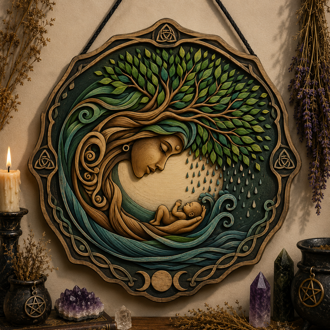 Mother Earth Tree Of Life Layered Wooden Wall Art For Celtic Pagan Nature Decor