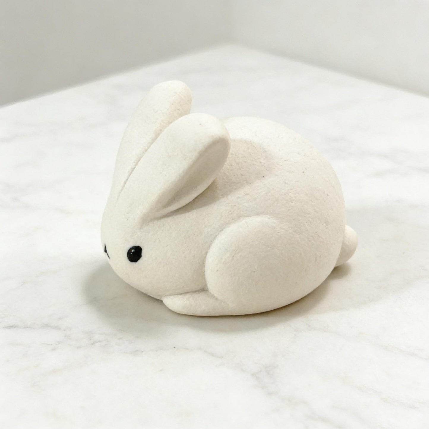 Handmade Ceramic Bunny Figurine | Cute White Rabbit Sculpture | Miniature Desk Decor | Whimsical Bunny Gift | Pottery Animal Collectible