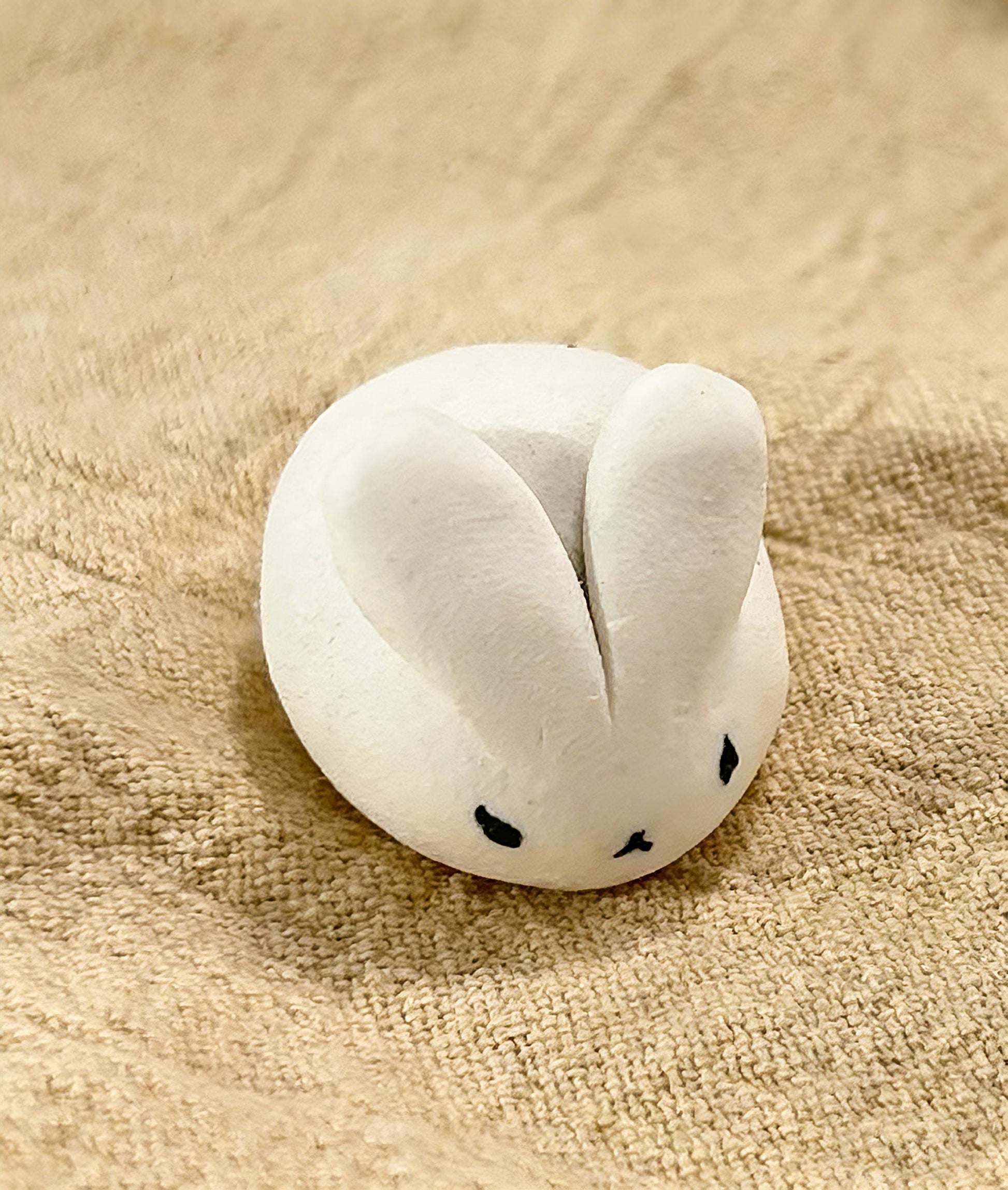 Handmade Ceramic Bunny Figurine | Cute White Rabbit Sculpture | Miniature Desk Decor | Whimsical Bunny Gift | Pottery Animal Collectible