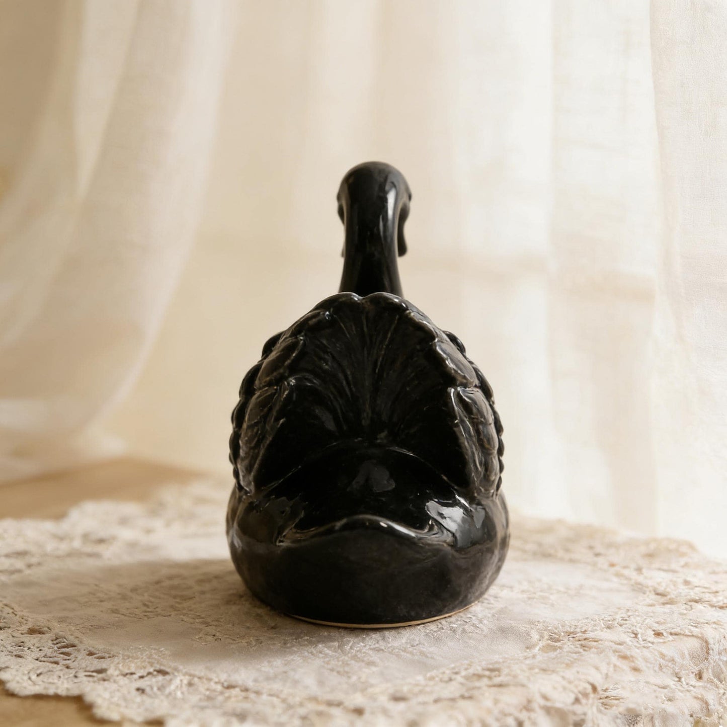 Handcrafted Ceramic Swan Statue | Classic White Swan Decor | Shabby Chic Shelf Accent | Gift for Bird Lovers