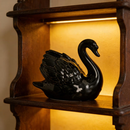 Handcrafted Ceramic Swan Statue | Classic White Swan Decor | Shabby Chic Shelf Accent | Gift for Bird Lovers