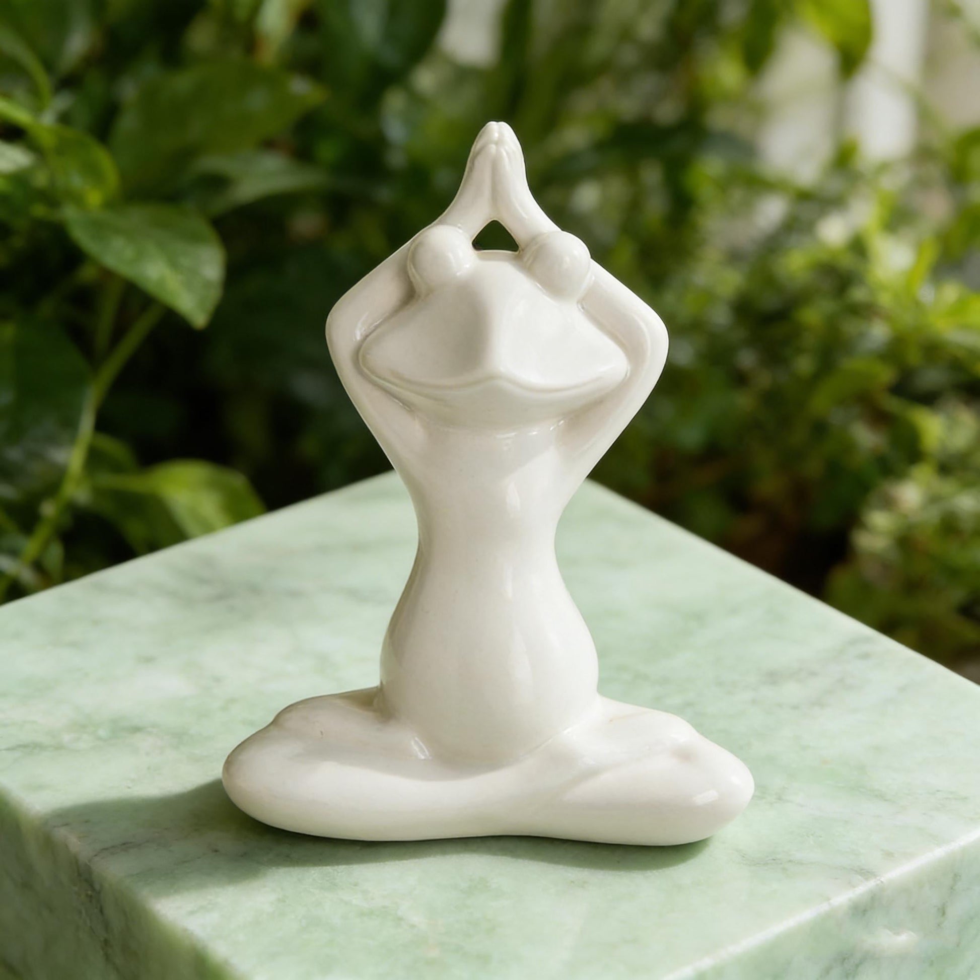 Ceramic Yoga Frog Figurine | Minimalist Yoga Frog Sculpture | Peaceful Frog in Lotus Pose | Boho Shelf Accent | Gift for Yoga Enthusiast