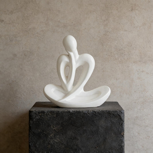 Ceramic Decor | Elegant Minimalist Meditator Sculpture | Ceramic Abstract Art | Neutral Home Decor | Wedding & Housewarming Gift