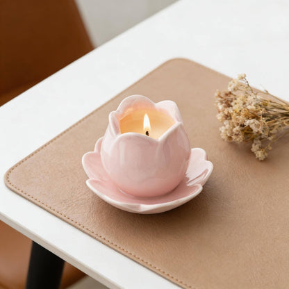 Pink Tulip Ceramic Candle Holder | Flower-Shaped Tealight Holder | Boho Home Decor | Gift for Her | Mother's Day Gift