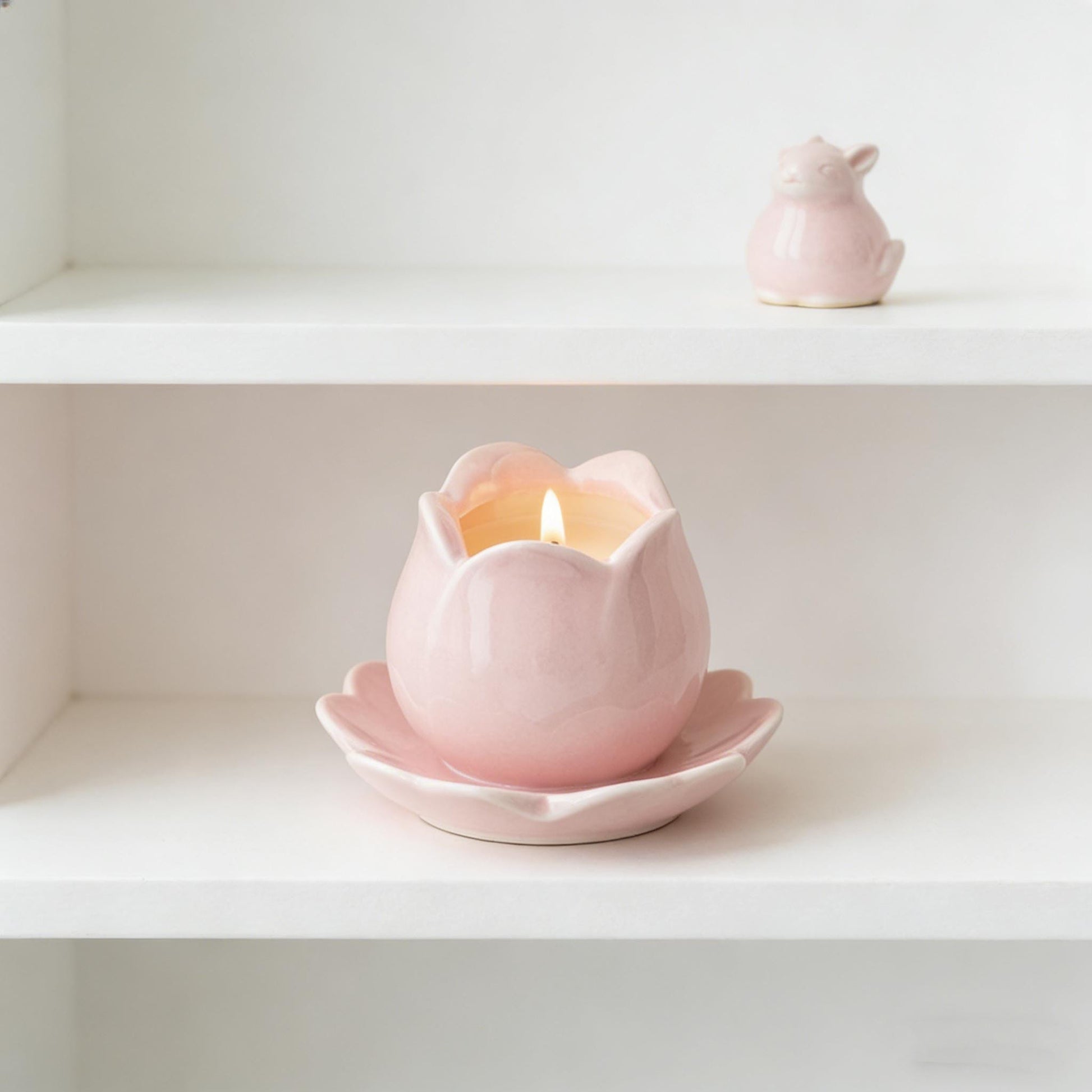 Pink Tulip Ceramic Candle Holder | Flower-Shaped Tealight Holder | Boho Home Decor | Gift for Her | Mother's Day Gift