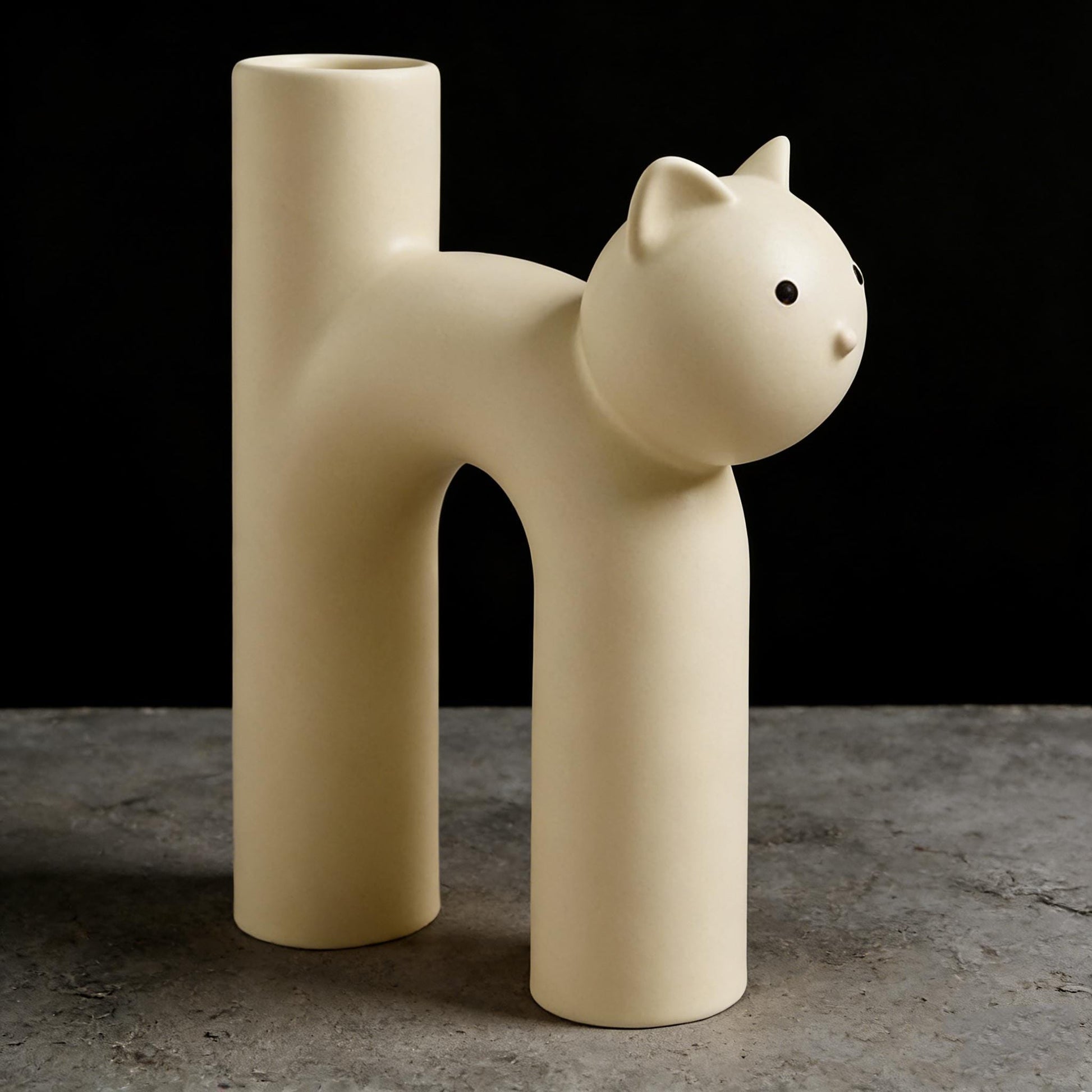 Cat Shaped Vase, Ceramic Cat Planter, Minimalist Cat Decor, Kawaii Desk Decor, Cat Lover Gift, Cat Mom Gift, Geometric Cat Vase