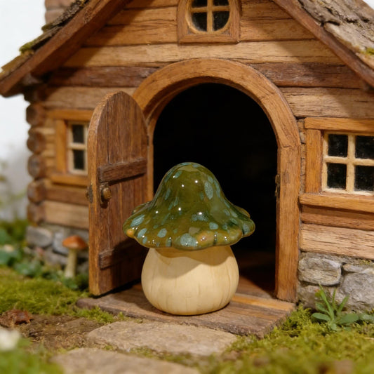 Ceramic Mushroom Figurine, Toadstool Decor, Cottagecore Home Decor, Fairy Garden Accessory, Woodland Shelf Decor, Miniature Mushroom Statue
