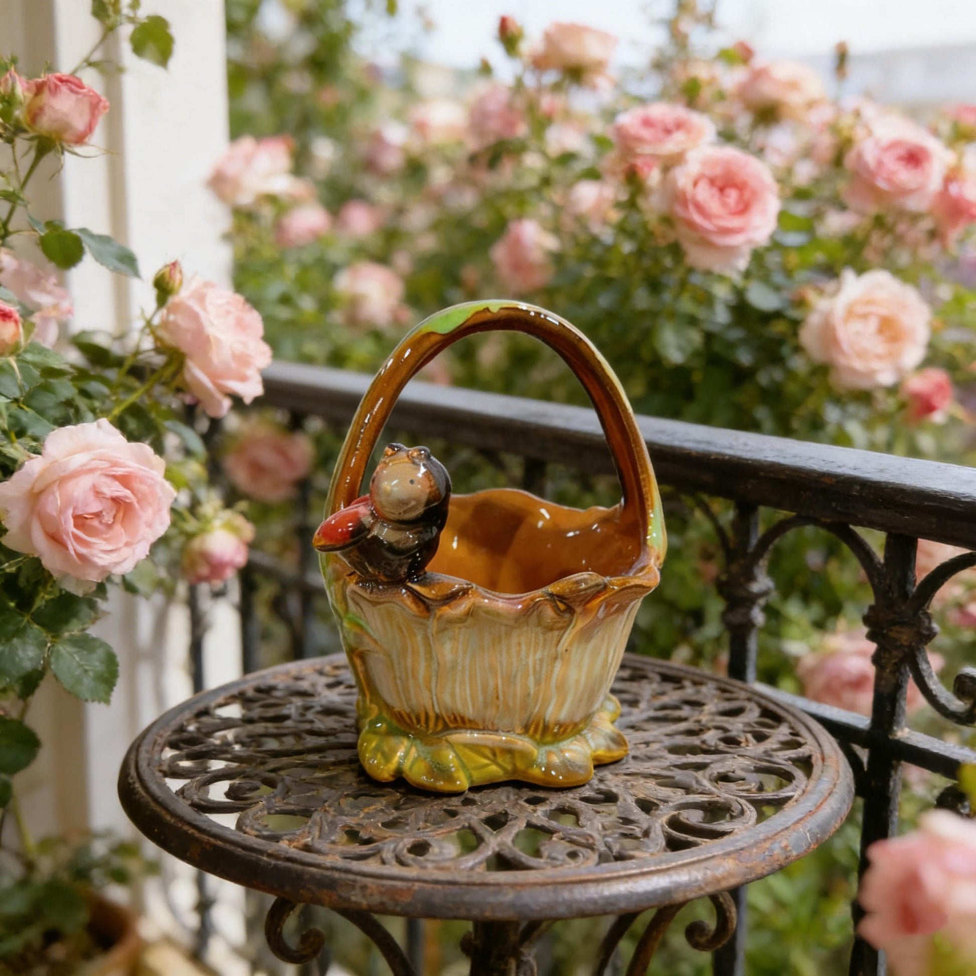 Ceramic Planter, Bird Decor, Handmade Pottery Basket, Garden Decor, Succulent Planter, Table Decor, Plant Lover Gift, Small Flower Pot