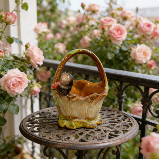 Ceramic Planter, Bird Decor, Handmade Pottery Basket, Garden Decor, Succulent Planter, Table Decor, Plant Lover Gift, Small Flower Pot