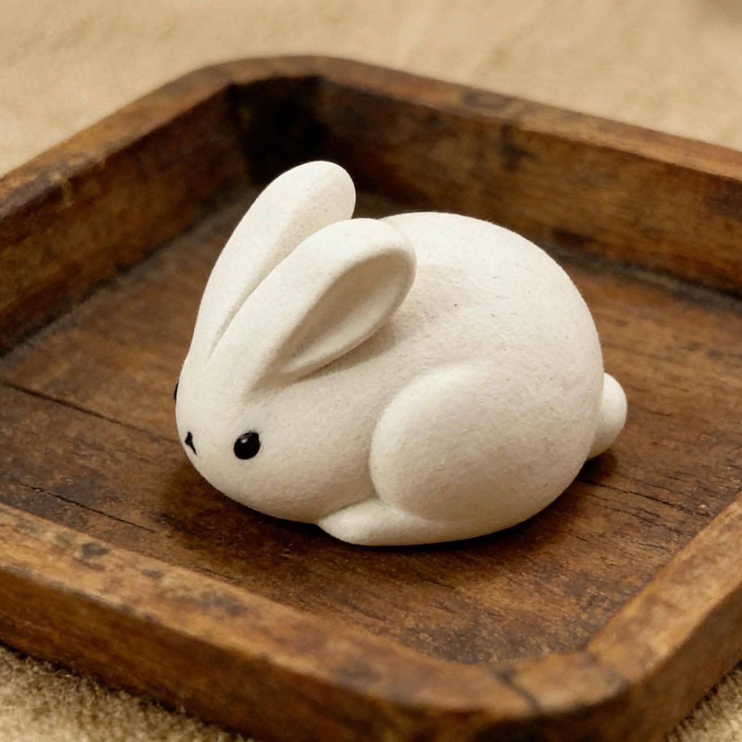 Handmade Ceramic Bunny Figurine | Cute White Rabbit Sculpture | Miniature Desk Decor | Whimsical Bunny Gift | Pottery Animal Collectible