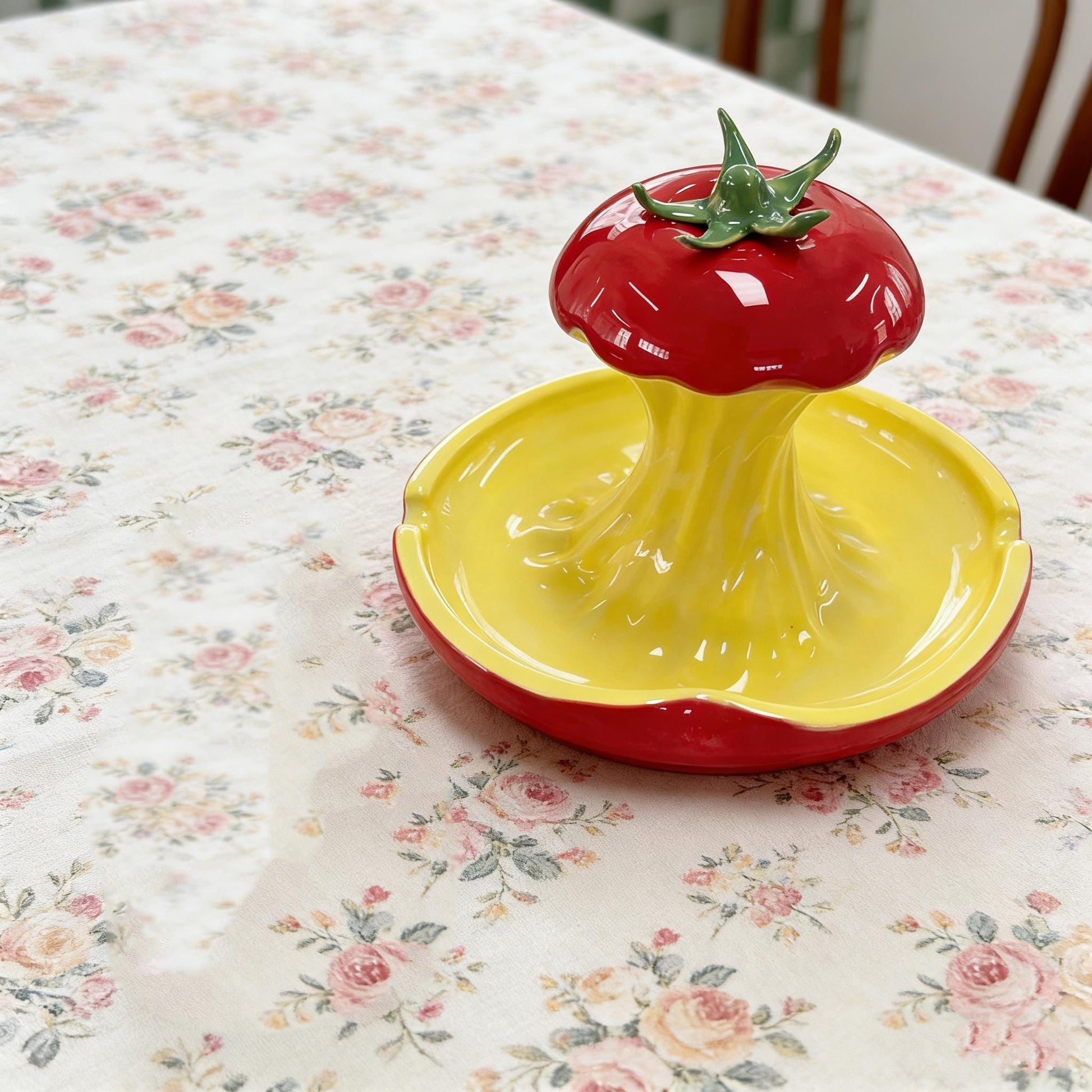 Tomato Shaped Jewelry Organizer, Ceramic Organizer, Handmade Vanity Organizer, Handpainted Ceramic Tray, Jewelry Storage Dish