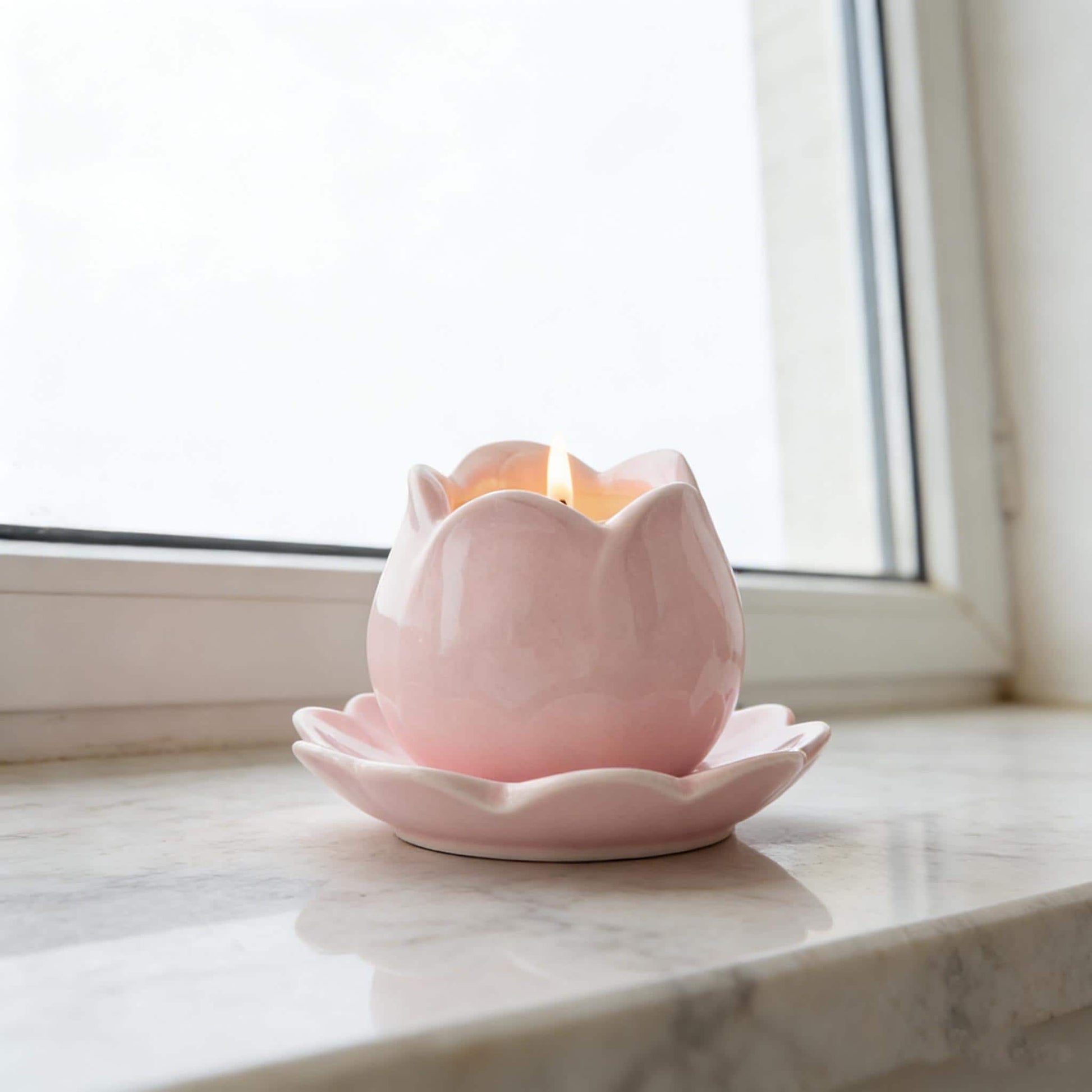 Pink Tulip Ceramic Candle Holder | Flower-Shaped Tealight Holder | Boho Home Decor | Gift for Her | Mother's Day Gift