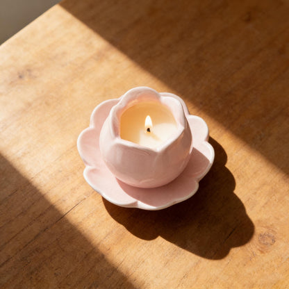 Pink Tulip Ceramic Candle Holder | Flower-Shaped Tealight Holder | Boho Home Decor | Gift for Her | Mother's Day Gift