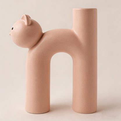 Cat Shaped Vase, Ceramic Cat Planter, Minimalist Cat Decor, Kawaii Desk Decor, Cat Lover Gift, Cat Mom Gift, Geometric Cat Vase