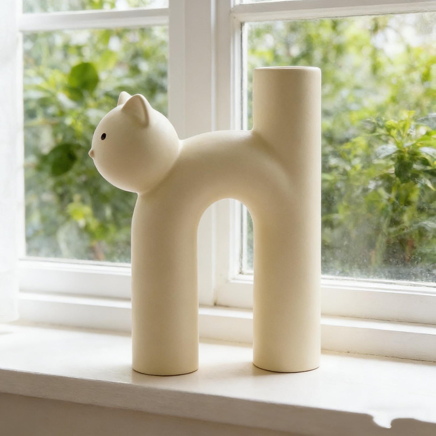Cat Shaped Vase, Ceramic Cat Planter, Minimalist Cat Decor, Kawaii Desk Decor, Cat Lover Gift, Cat Mom Gift, Geometric Cat Vase