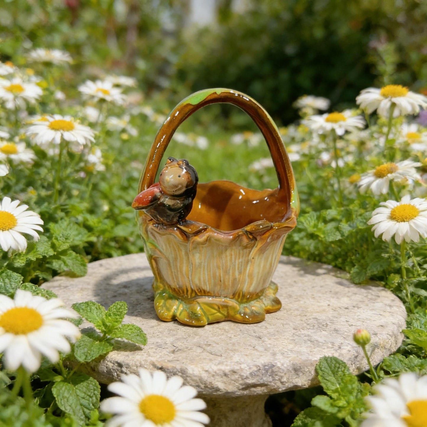 Ceramic Planter, Bird Decor, Handmade Pottery Basket, Garden Decor, Succulent Planter, Table Decor, Plant Lover Gift, Small Flower Pot