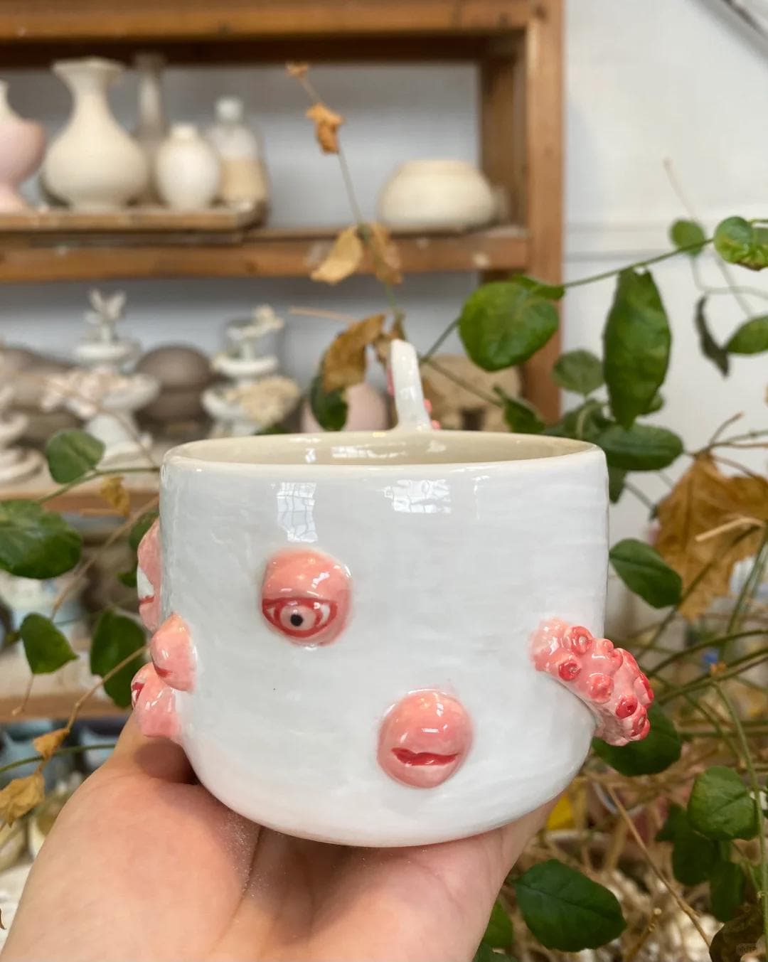 Octopus Mug,Handmade Ceramic Eye Mug, Octopus Coffee Cup, Unique Handmade Mug, Octopus Tentacle Handle Mug
