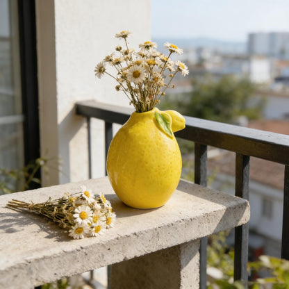Lemon Shaped Vase, Citrus Decor, Handmade Ceramic Vase, Fruit Themed Decor, Summer Home Decor, Bud Vase, Lemon Planter, Artisan Pottery