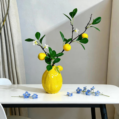 Lemon Shaped Vase, Citrus Decor, Handmade Ceramic Vase, Fruit Themed Decor, Summer Home Decor, Bud Vase, Lemon Planter, Artisan Pottery