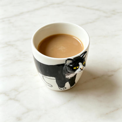 Cat Coffee Mug, 3d Cat Ceramic Cup, Black White Cat Mug, Cute Cat Shaped Tea Cup, Gift For Cat Lover, Cat Mom Gift, Novelty Kitty Mug