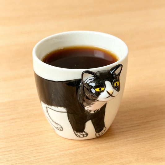 Cat Coffee Mug, 3d Cat Ceramic Cup, Black White Cat Mug, Cute Cat Shaped Tea Cup, Gift For Cat Lover, Cat Mom Gift, Novelty Kitty Mug