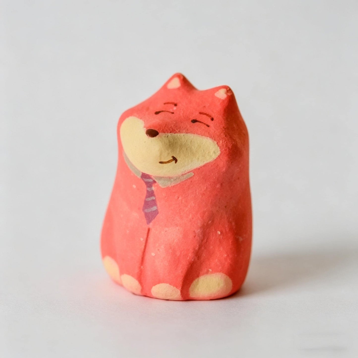 Fox Ceramic Figurine, Mini Fox Desk Decor, Handmade Clay Fox Ornament, Cute Animal Shelf Accent, Gift For Fox Lover, Kawaii Room Decor
