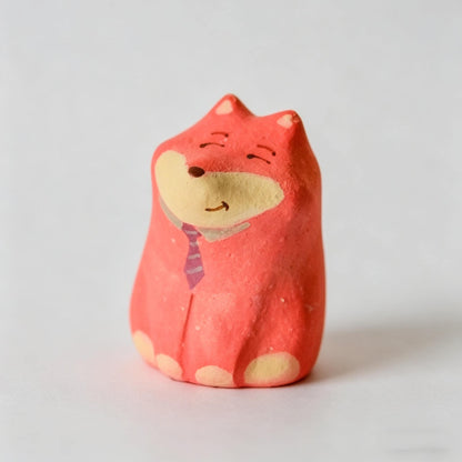 Fox Ceramic Figurine, Mini Fox Desk Decor, Handmade Clay Fox Ornament, Cute Animal Shelf Accent, Gift For Fox Lover, Kawaii Room Decor